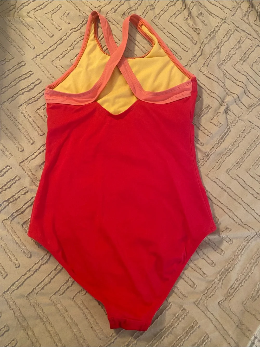 Lands' End size 14 Two-Tone Pink Girls' One-Piece Swimsuit
